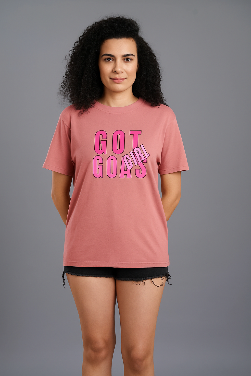 Oversized Girl Goals Printed T-Shirt